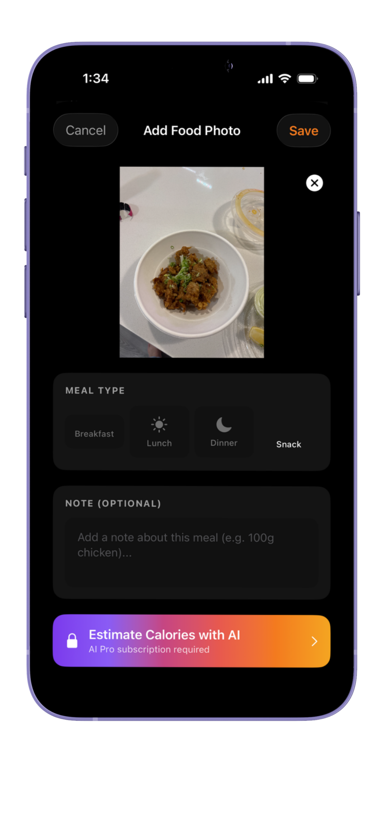 AI food tracking in LeanMaxR